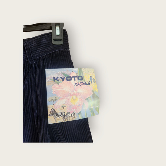 Kyoto Kasuals NWT VTG Navy Blue Corduroy High Waisted Pleated Shorts Womens Sz 7 - Picture 4 of 6